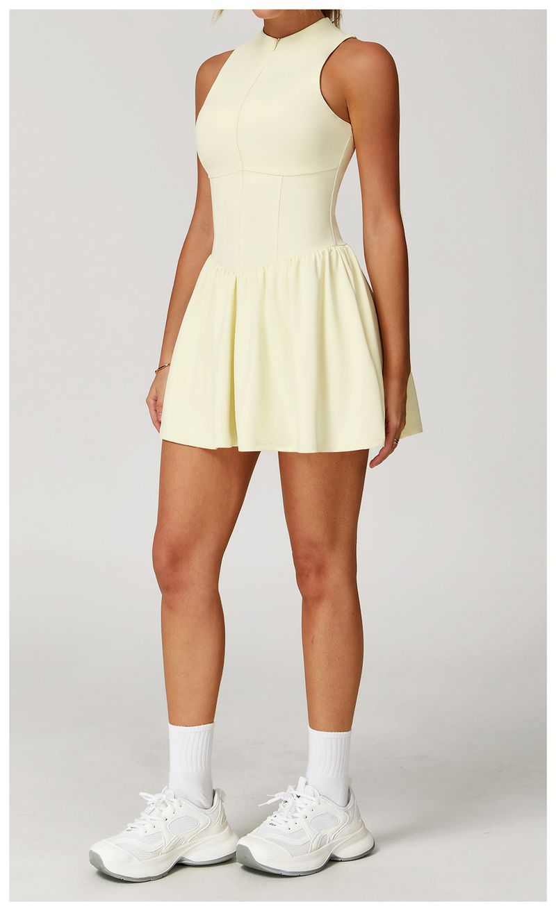 Cloud-Touch Layered Collar Dress - Anti-Peek Running Skirt With A-Line Hem For Tennis, Workouts & Outdoor Activities_voghion.com