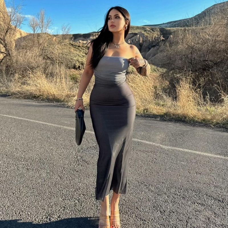 Robe moulante pour femme - Robe tube à dégradé de couleurs tendance pour l'été, coupe slim, double épaisseur, tenue de club sexy_voghion.com