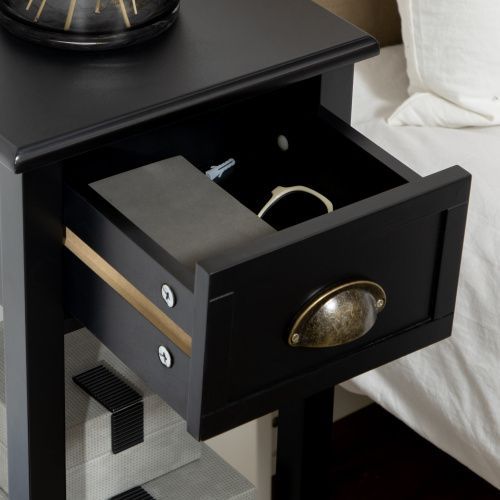 HOMCOM 29" 2-Tier Side Table With Drawer Shelf, End Table For Living Room, Black_voghion.com