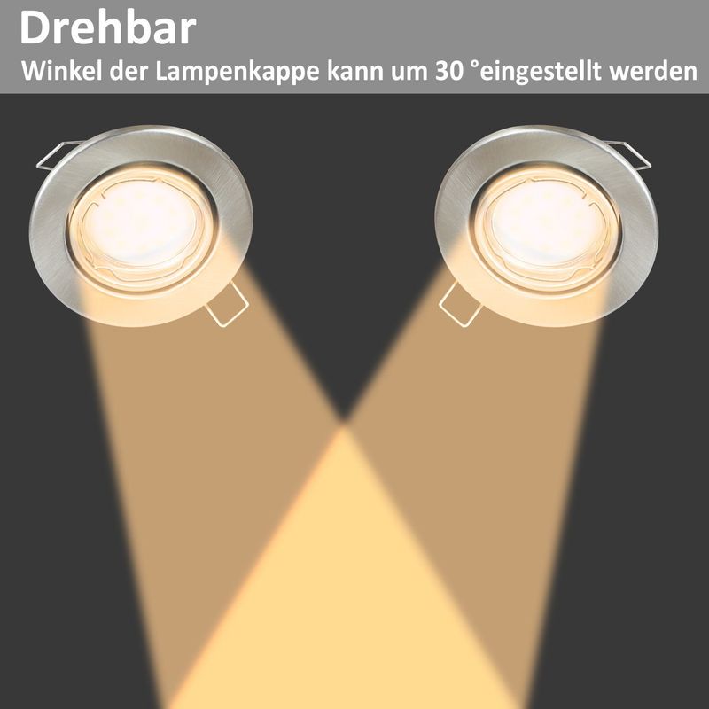 Glitzerlife 6er Einbaurahmen GU10 Set - Weiß Einbaustrahler Mit Sockel Lochdurchmesser 50mm Einbauspots Rund Metall Schwenkbar 30° Für LED Leuchtmittel Halogen_voghion.com