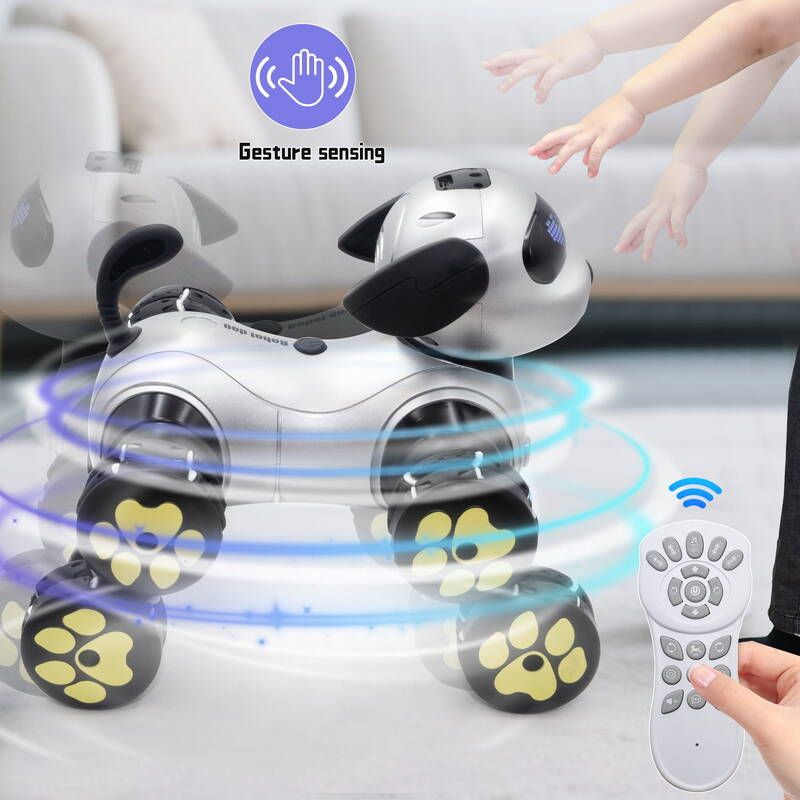 Perros inteligentes SaveJoy con control remoto y gestos infrarrojos, perro robot interactivo, cachorro de juguete RC, mascotas eléctricas para niños y niñas._voghion.com