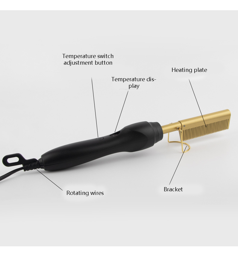 Portable Electric Combs Ceramic LED Straightener Rhinestone Hot Comb Hair_voghion.com