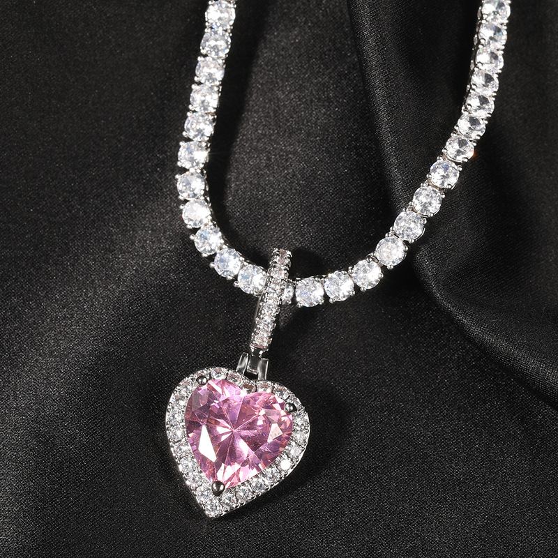 Gioielli da uomo e da donna, stile Hip Hop, in rame con zirconi intarsiati, ciondolo a forma di cuore, collana di lusso di alta qualità, accessori alla moda._voghion.com