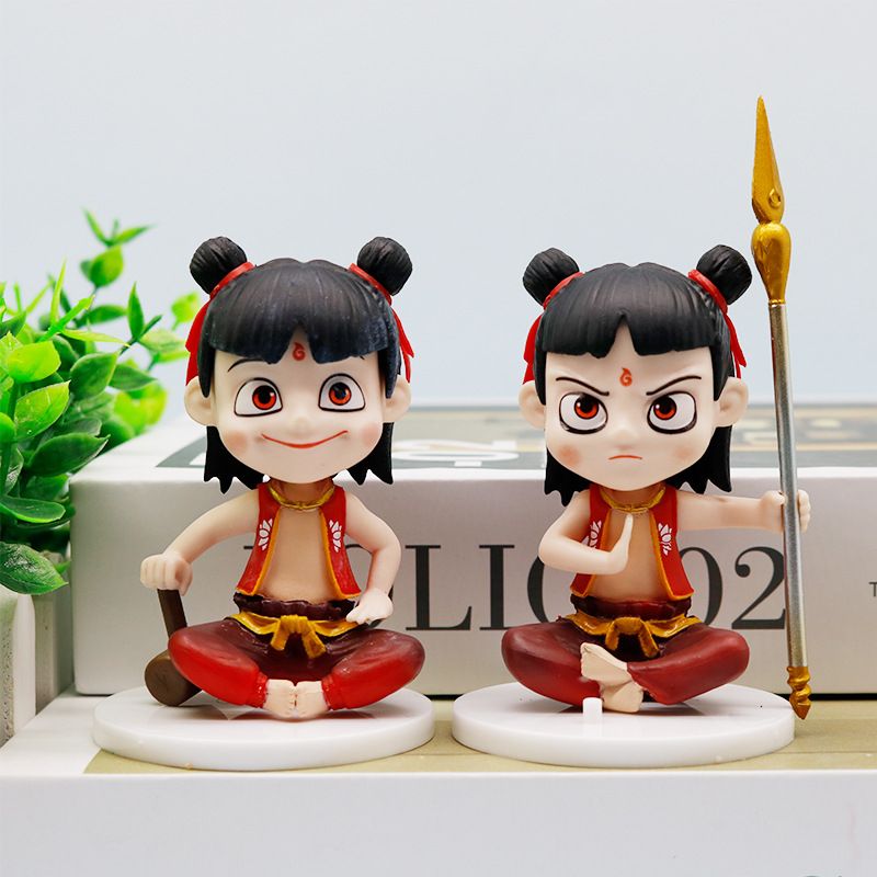 New Aobing Handmade Anime Movie Ornament Nezha Doll Seating Set Of 6 Styles_voghion.com