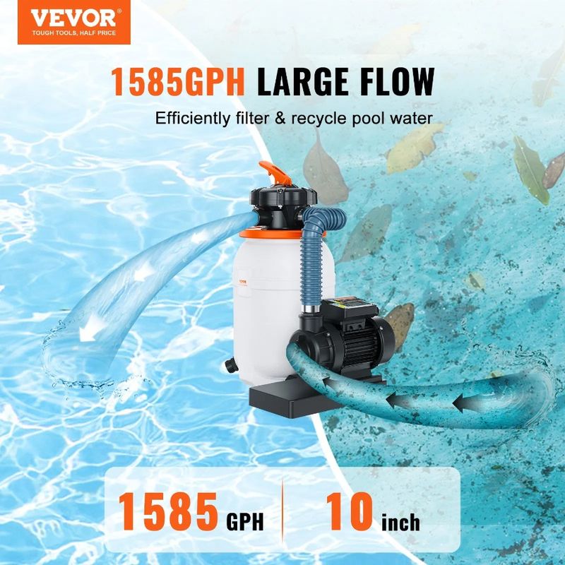 0.33 10-inch, Combo & Pumps Filters 5-Way Filter 1585 For Swimming Pump System Sand With Ground Set HP Pool GPH, Above Pools,_voghion.com