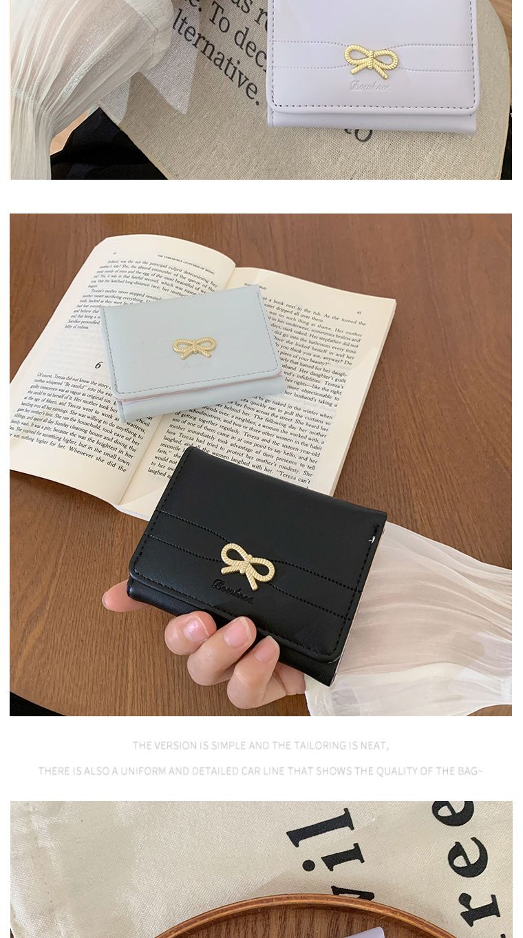 Women's Bags Women's Wallet Ins Women's Bow Simple Short Style High End Small Folding Wallet_voghion.com