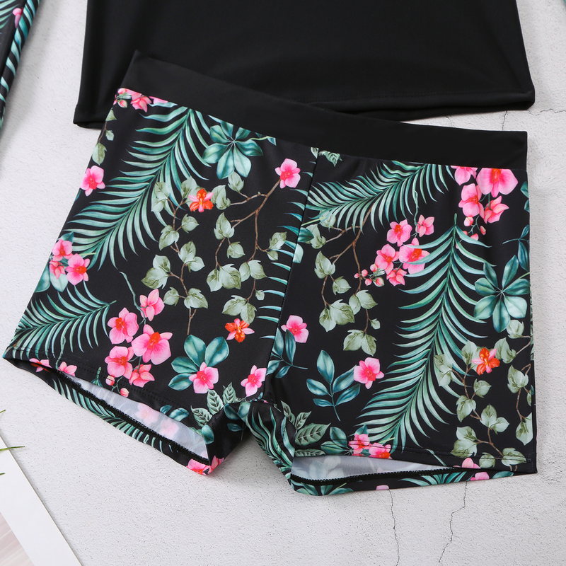 Damskie bokserki z długimi rękawami i nadrukiem, z filtrem przeciwsłonecznym i dwuczęściowym strojem kąpielowym_voghion.com