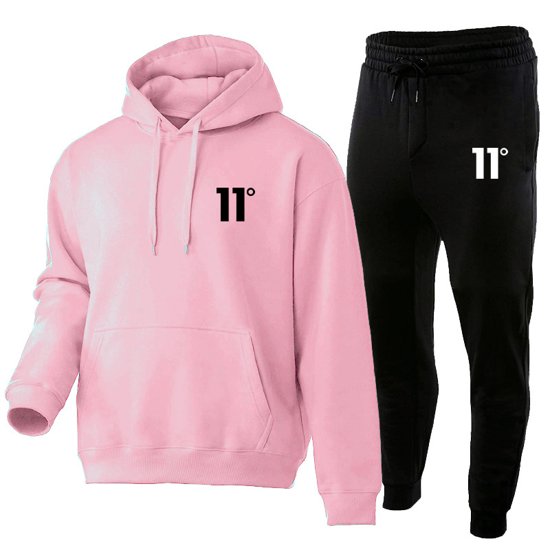 Straight autumn and winter casual hooded set, trend plush sweater, sanitary pants, sports men's two-piece set_voghion.com