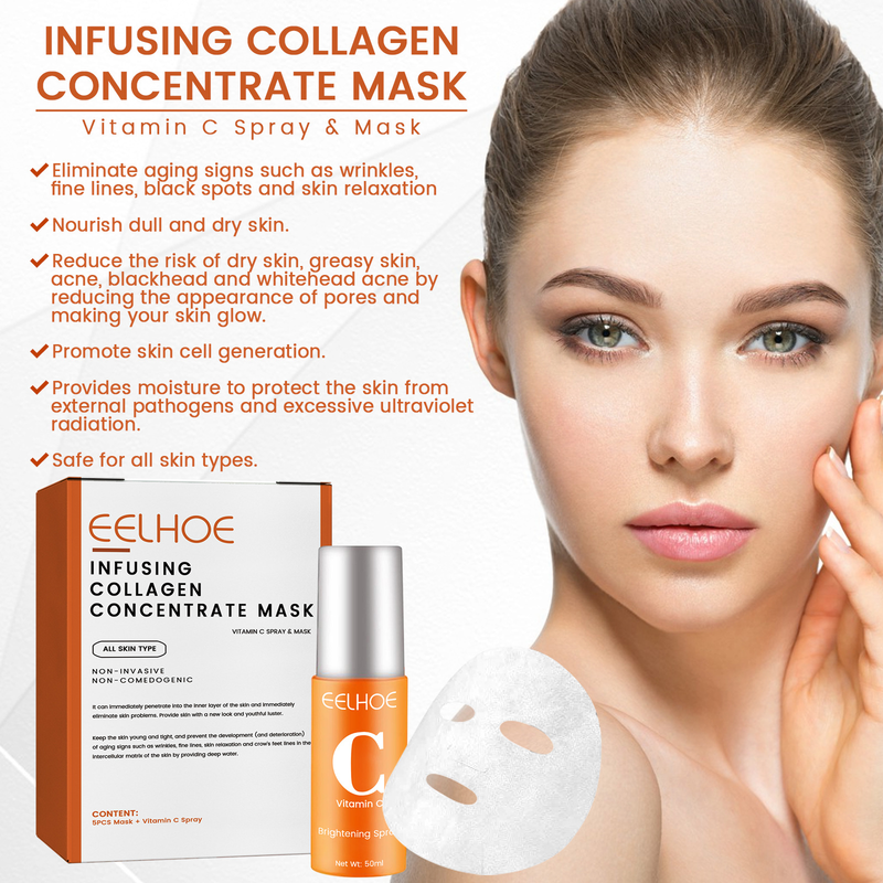 EELHOE Collagen Anti sprej za odstranjevanje teme, posvetlitev, čvrsto kožo, proti staranju in vlažilna obrazna maska_voghion.com