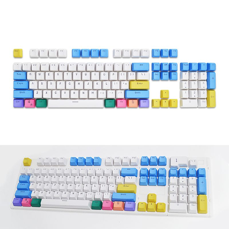 104 Keys Key Caps OEM Height Wear-resistant Oil-proof Dirt Resistant Replacement Translucent PBT Rainbow Color_voghion.com