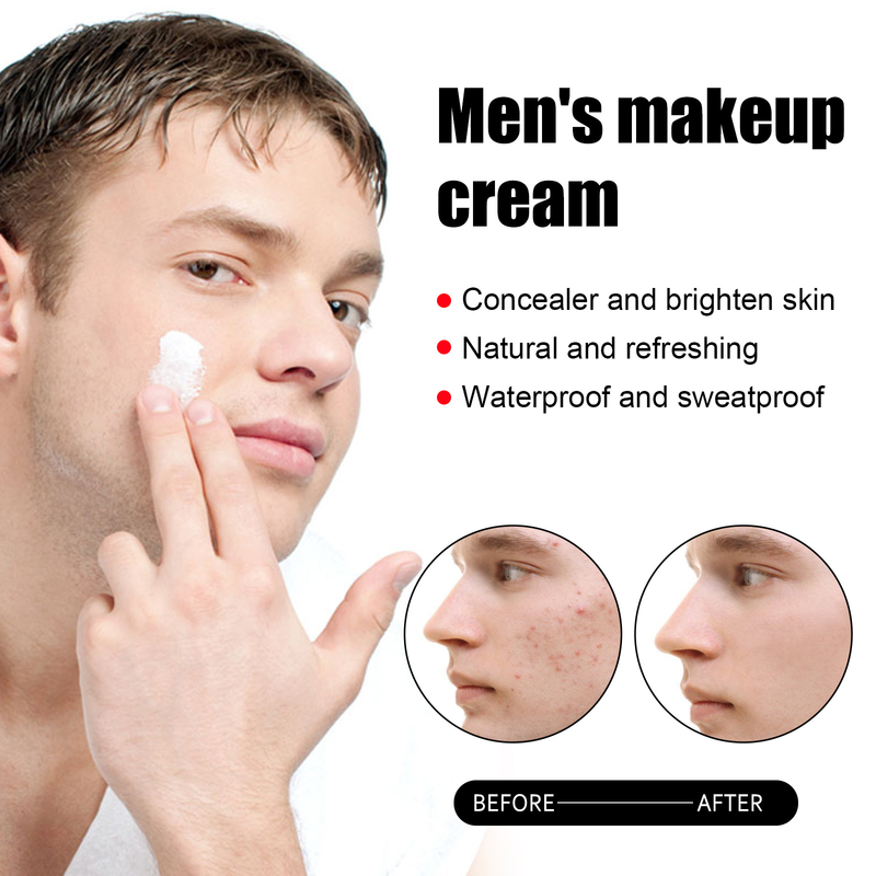 EELHOE Herenmake-up Verfrissende en niet-vette concealer, acnemasker, huidverheldering, luiaardcrème met onzichtbare poriën_voghion.com