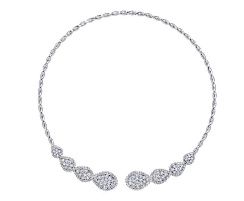 Damen Bijouset Moud Halskette mat Perlen an Diamanten, tropfenfërmeg, modesch an kreativ Design voller Diamanten, héichwäerteg Halskette Set_voghion.com