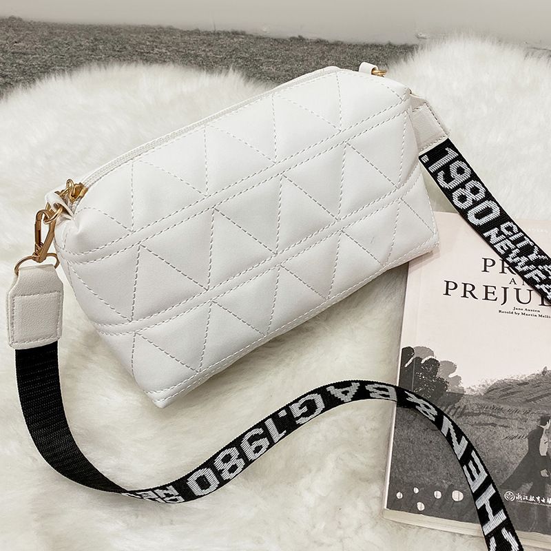 Borsa a tracolla trapuntata per donna, 2022, semplice, casual, con tracolla stampata, piccola, quadrata_voghion.com