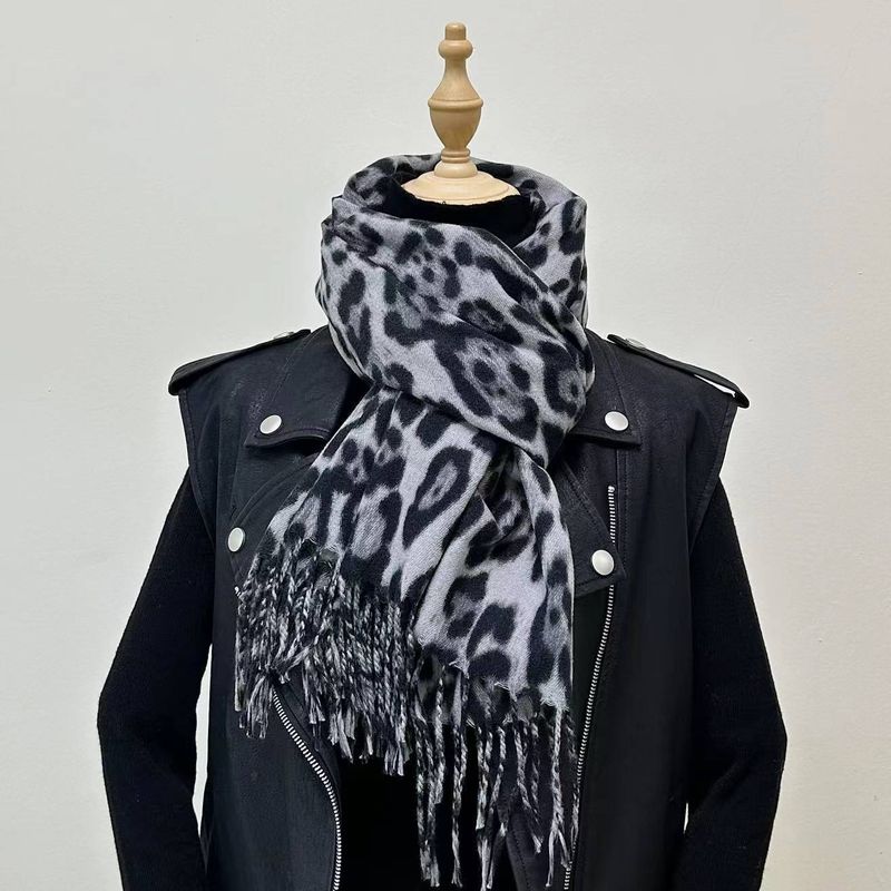 Nouveau châle à pompon en cachemire classique imprimé léopard pour femme, écharpe polyvalente et chaude_voghion.com