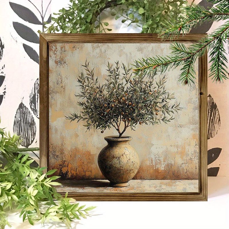 8x8 Rustic Olive Tree Wood Sign Vintage Farmhouse Wall Art For Home/Office No Batteries Needed Perfect Gift ,for Art Lovers Christmas/Easter/Birthdays_voghion.com