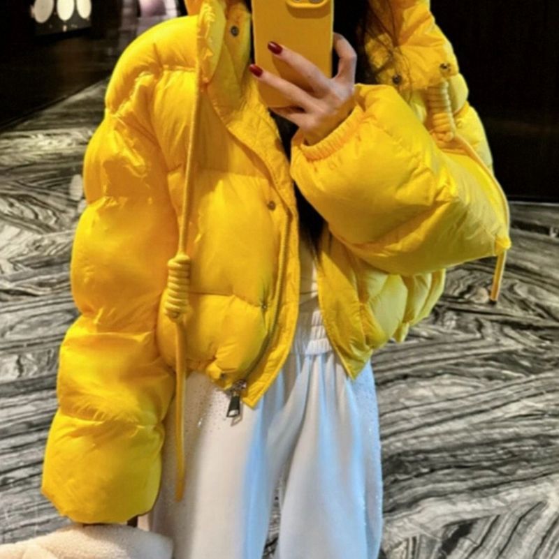 Petite Short Letter Hooded Cotton Jacket For Women 2025 New Loose Stylish Thickened Warm Puffer Coat Trendy_voghion.com