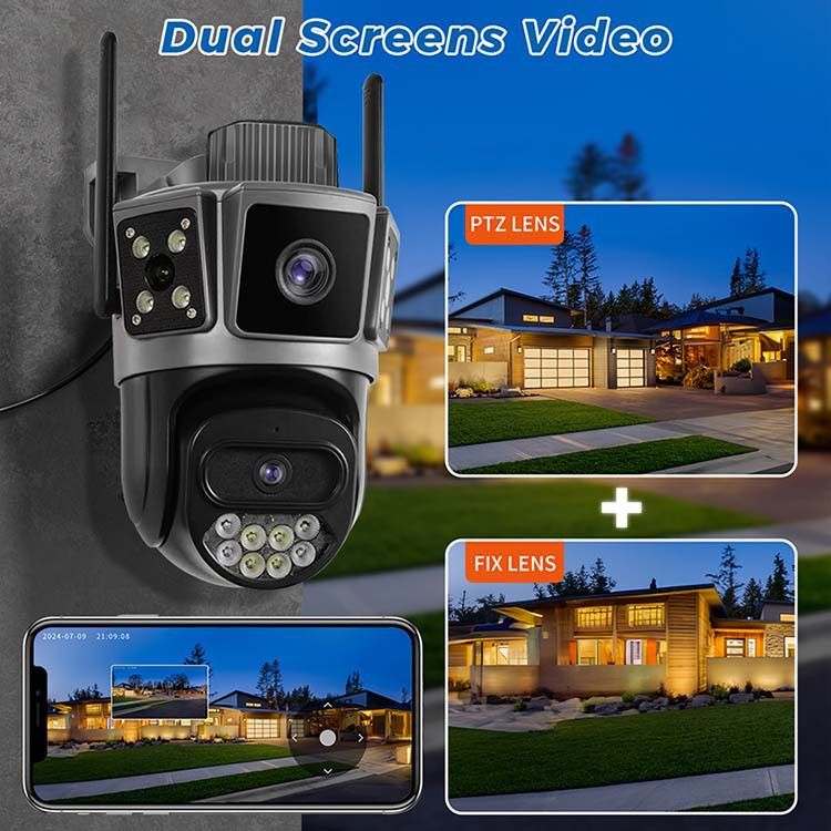 360° 3-Panel Outdoor Security Camera With 5G WiFi, 6MP HD, Full-Color Night Vision, Motion Detection, And Weatherproof Design_voghion.com
