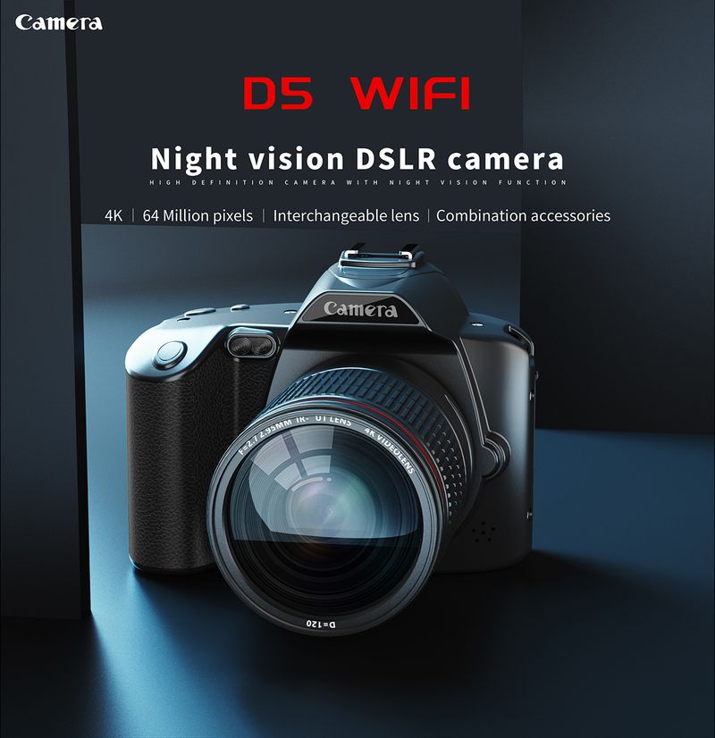 【High Quality】 New 4K HD 64.0Million Pixel D5 Mirrorless DSLR Camera With Wifi For Vlogging_voghion.com