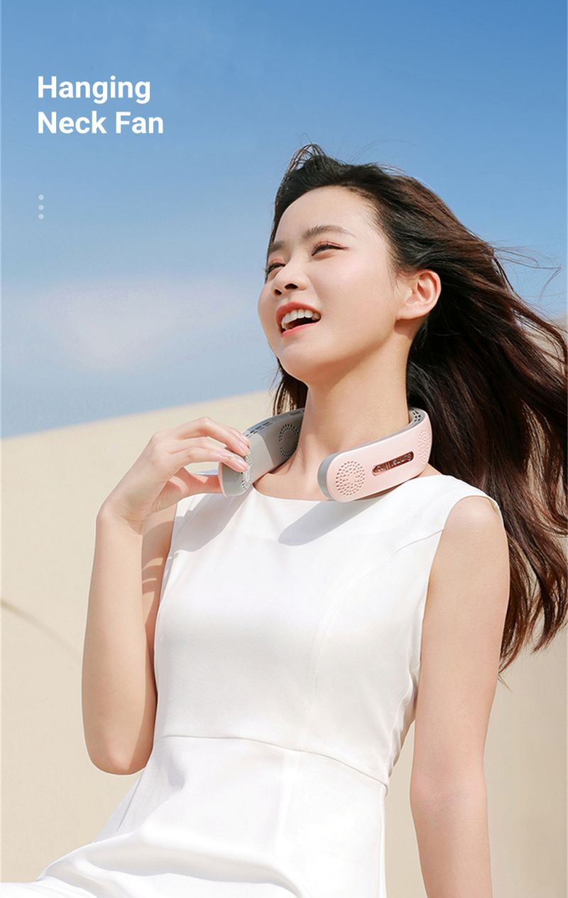 Ventilatore da collo pieghevole 2024 nuovo transfrontaliero con ricarica USB, display digitale, silenzioso, portatile, mini ventilatore da esterno_voghion.com