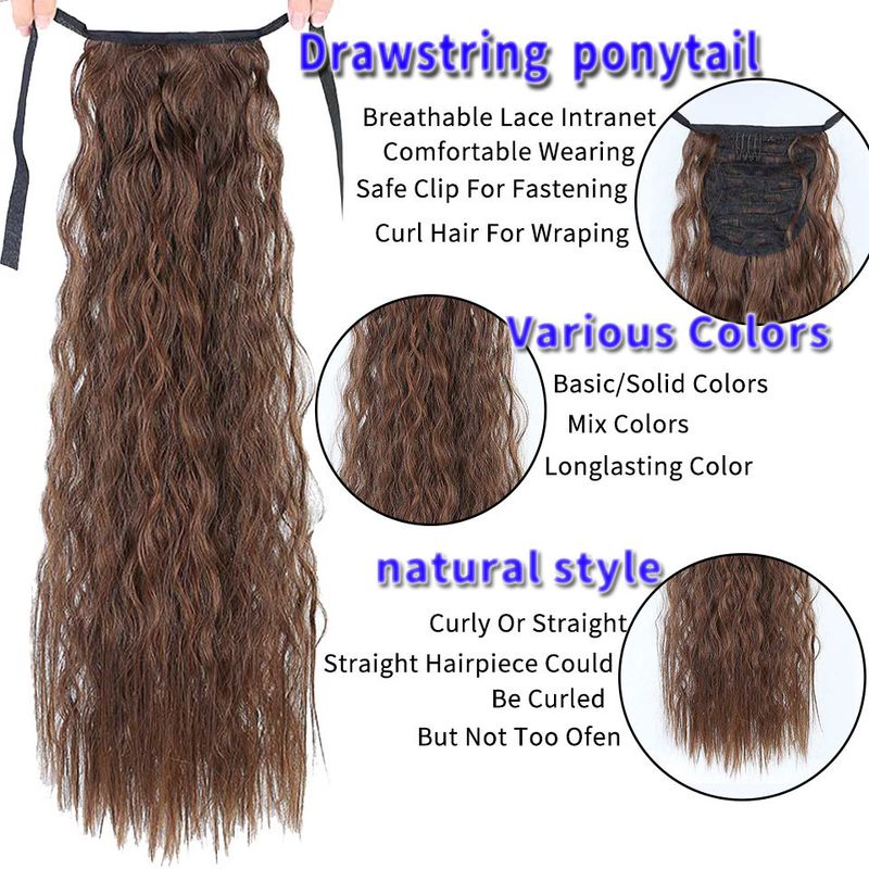 Hair Extensions & Wigs Wig ponytail tie corn silk ponytail wig female high temperature silk elastic lace inner net tie ponytail_voghion.com