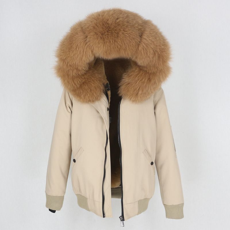 Women's Clothing New Style Parka With Thickened Artificial Fur Lining, Detachable Real Fur Large Fur Collar Jacket For Women_voghion.com
