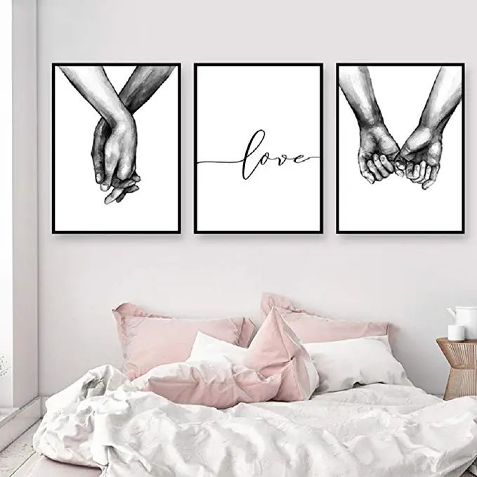 Black And White Sketch Holding Hands Canvas Nordic Art Poster Picture Living Room Home Decoration Painting Core_voghion.com
