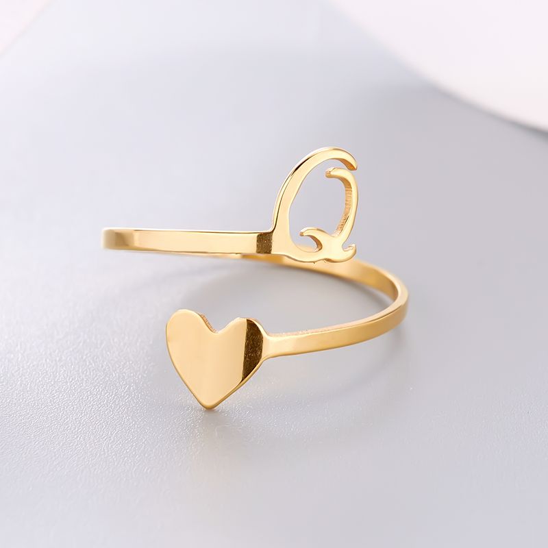 Mode Neue Herz A-Z Brief Ringe Für Frauen Edelstahl Einstellbare Öffnung Ring Initialen Name Alphabet Paar Freunde Party_voghion.com