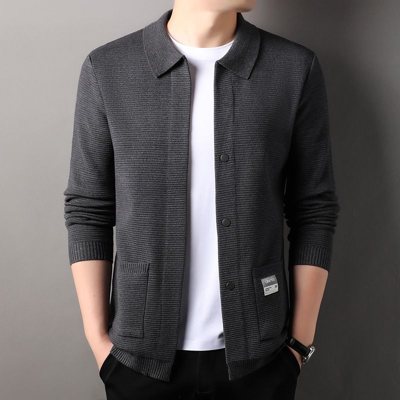 2025 Spring Knitted Cardigan New Youth Simple Solid Color Sweater Fashion Jacket Men's Clothing_voghion.com