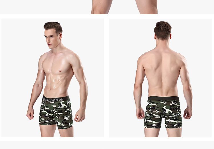 Men's Long-Length Camouflage Print Cotton Boxer Briefs - Anti-Chafing, Moisture-Wicking, Comfort Fit For Sports & Running_voghion.com