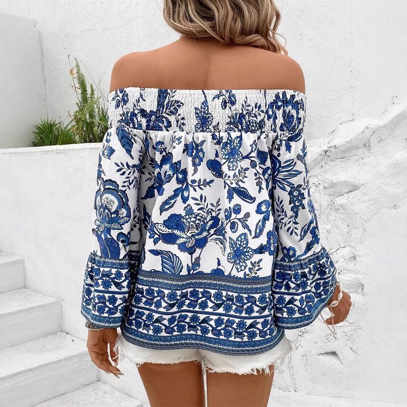 2025 Spring Summer Women's Off-Shoulder Floral Print T-Shirt Top_voghion.com