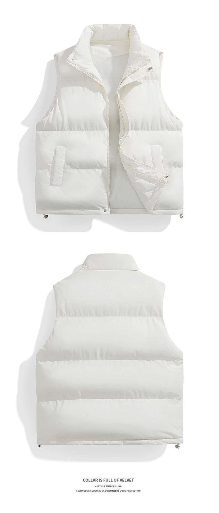 Herren Fashion Weste – Trendige ärmellose Jacke mit Steppdesign und Reißverschluss (M-4XL, Schwarz/Weiß)_voghion.com