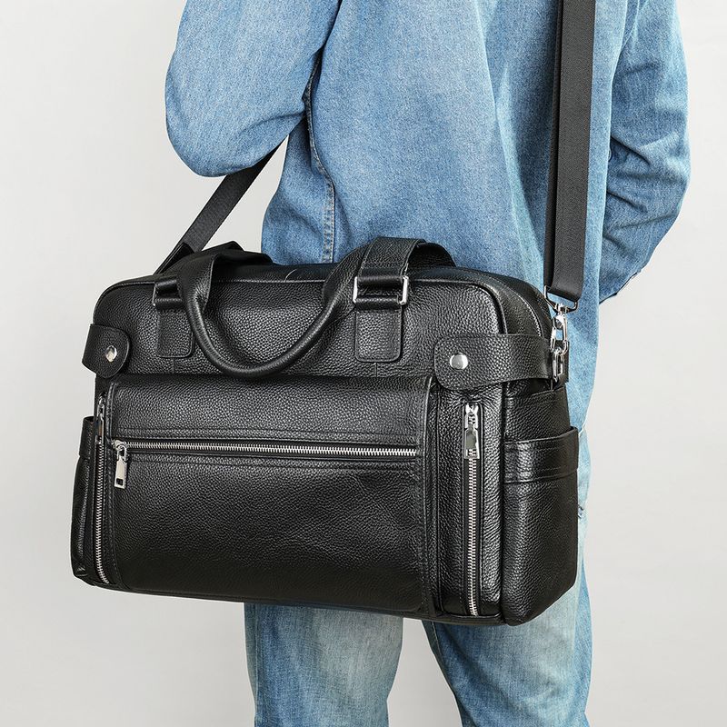 Men's Briefcase Large Computer Handbag Travel Crossbody Genuine Leather Business Trip Commuting Bag_voghion.com