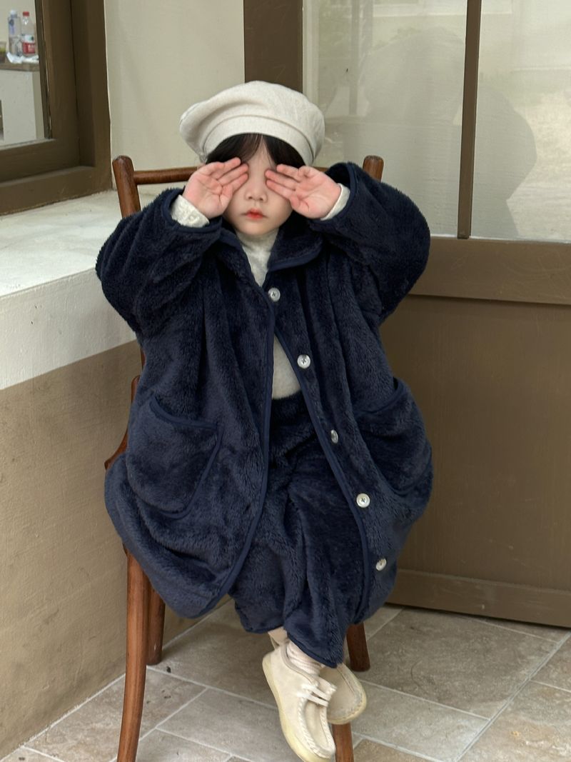 Pijamas de franela para niños, camisón largo de otoño/invierno para bebés, conjunto de ropa de casa de terciopelo Coral para niños y niñas_voghion.com