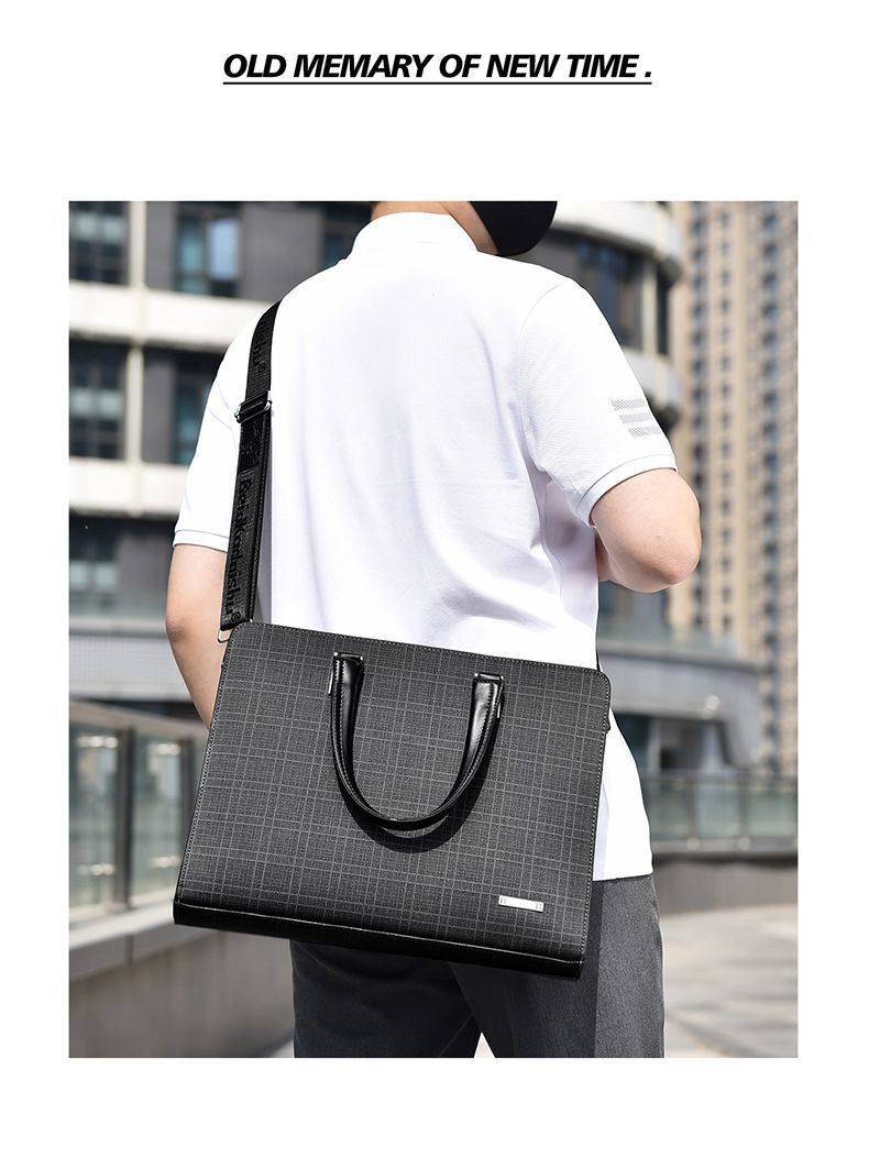 Stilvolle Umhängetasche für Herren – robuster PVC-Laptop-Rucksack mit Schachbrettmuster, 14-Zoll-Business-Casual-Umhängetasche für Arbeit und Reisen_voghion.com