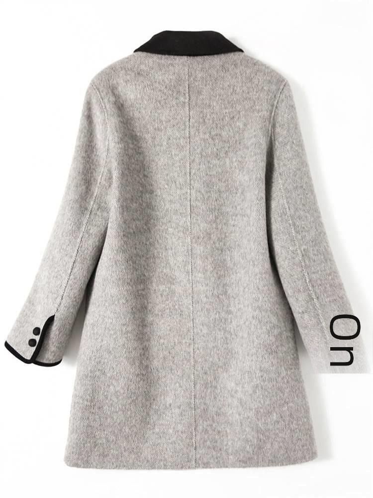 In stock 2023 autumn and winter New style crisp bone contrast color small lapel double-sided woolen coat casual all-match woolen top_voghion.com