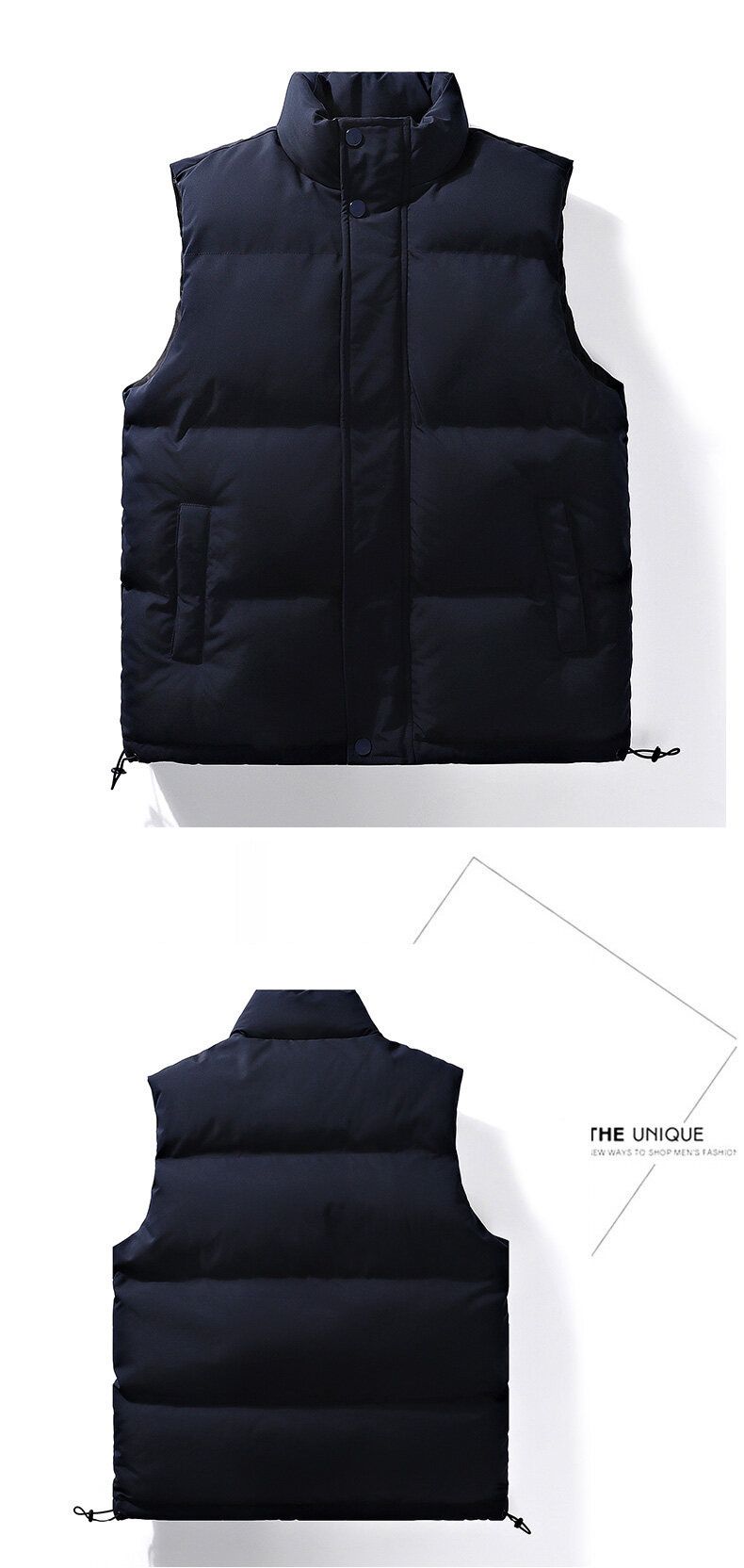Winter standing collar trendy camisole, thickened warm vest, youth sports cotton jacket, men's_voghion.com