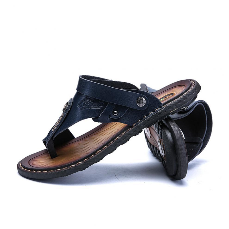 Cross-border new flip flops beach large size cross-border men's leather slippers_voghion.com