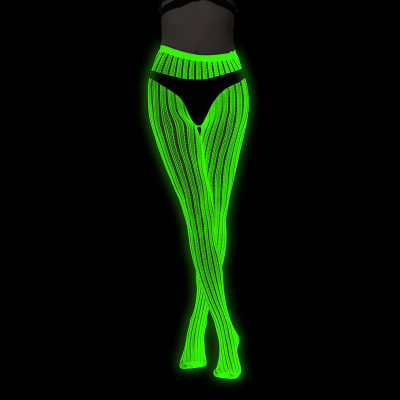 Calze con base luminosa, collant fluorescenti europei e americani, calze a rete luminose notturne, calzini in jacquard con pizzo e tatuaggio sexy con luce verde_voghion.com