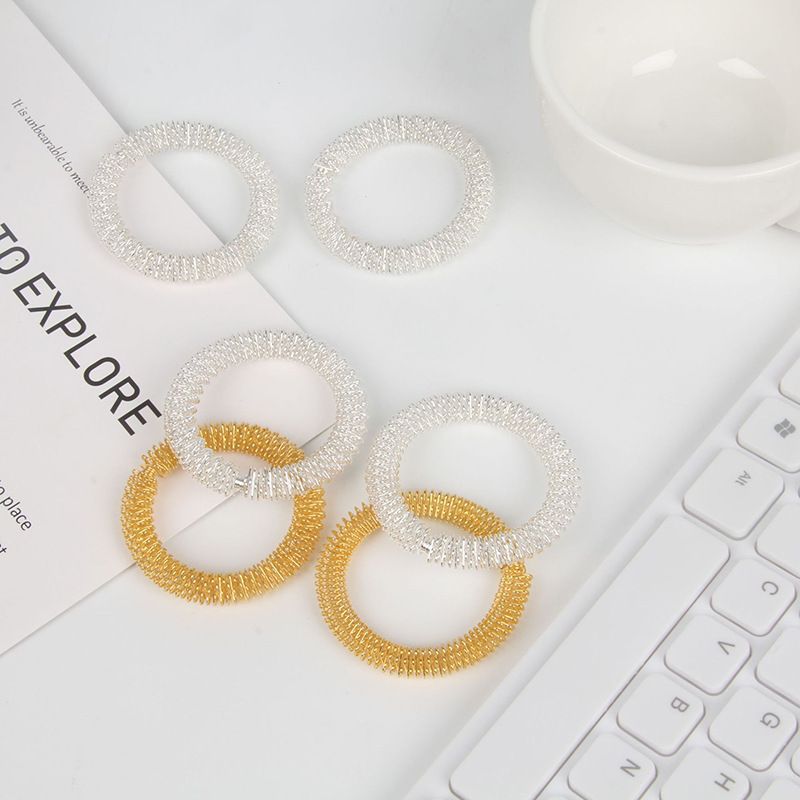 Juguetes para aliviar el estrés, masajeador de muñeca con resorte de descompresión, pulsera de resorte con forma especial, anillo de acero con resorte, juguete de metal de descompresión al por mayor._voghion.com