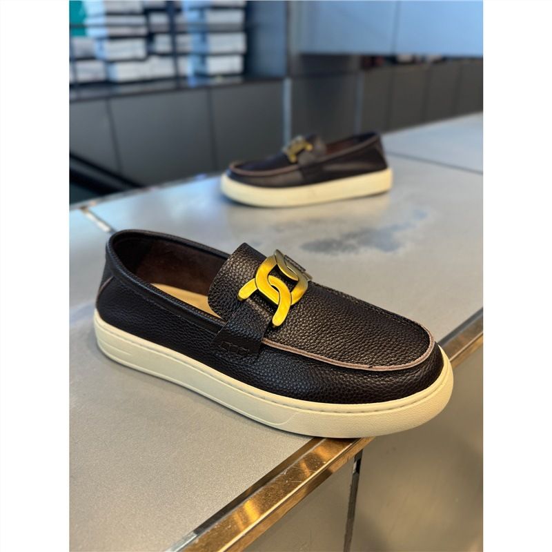 Herren Bean 2024 Frühling und Herbst Schwarz Lazy Business Casual Weiche Sohle One Step Leder Lefu Vielseitige Boardschuhe_voghion.com