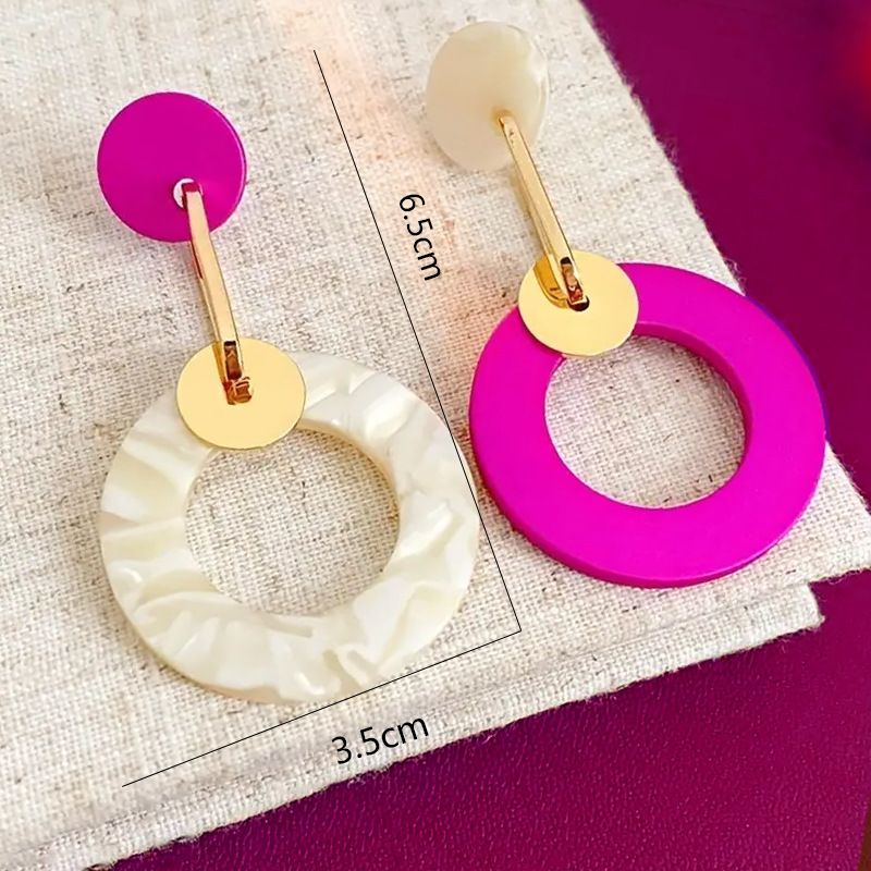 Rose Purple Exaggerated Large Hoop Unique Design Asymmetric Light Niche High-end Earrings_voghion.com