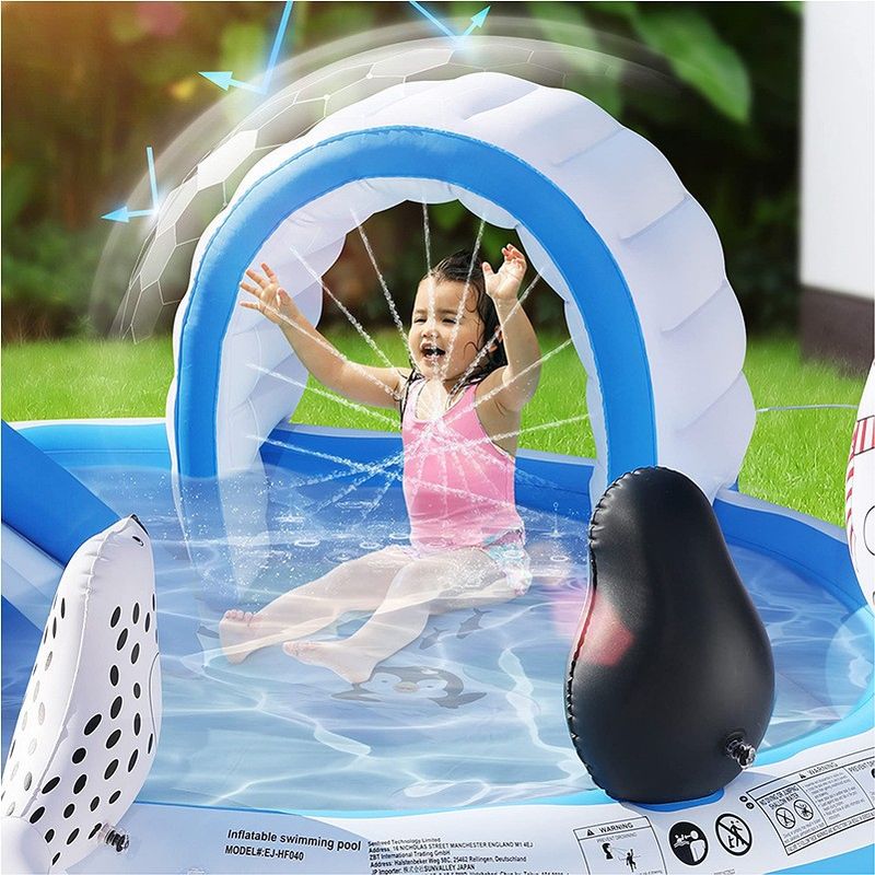 Fontaine gonflable en forme de pingouin, toboggan, baleine, jouets aquatiques, pelouse extérieure, piscine, maison, piscine ronde océanique_voghion.com