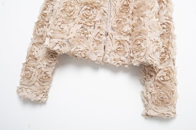 Vêtements pour femmes 2024 automne/hiver nouvelle veste florale texturée courte personnalisée_voghion.com