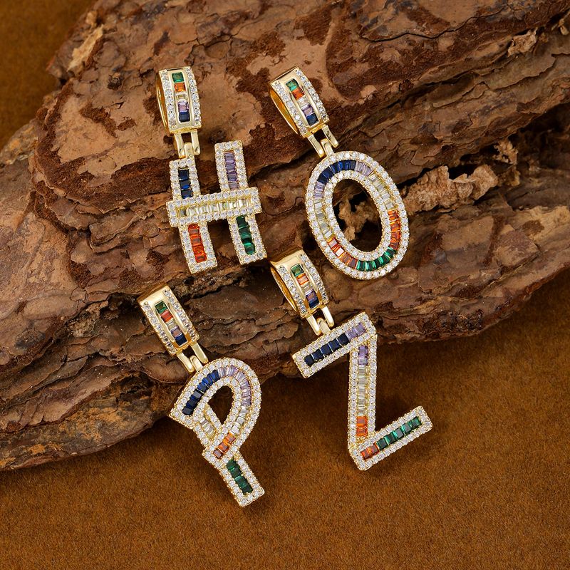 Hip Hop Copper Gold Plated Micro Inlaid Zircon 26 Alphabet Letter Necklace Pendant Clavicle Chain Jewelry For Women_voghion.com