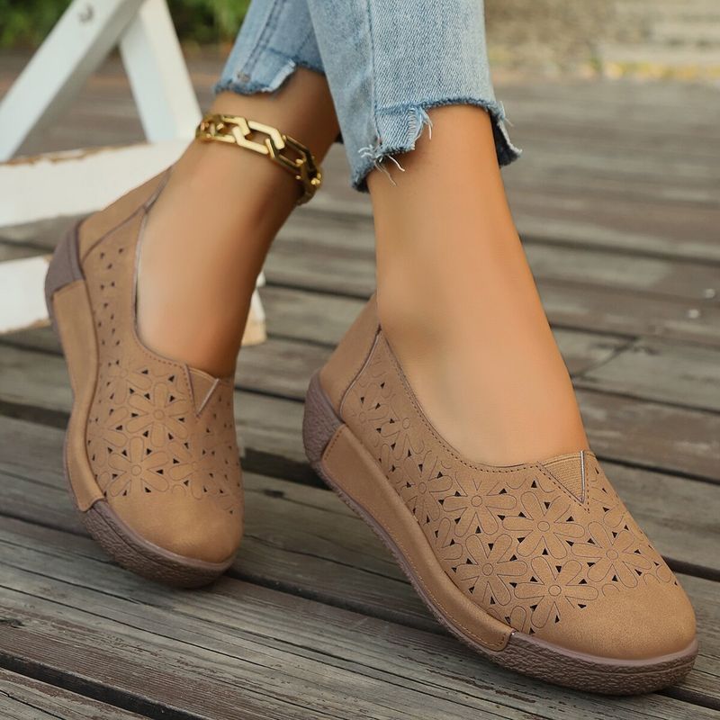 Neue Lazy Singles Casual-Schuhe in Übergröße mit flachem Boden und Hohllöchern, runde Zehenpartie für Damen mit einem Fußpedal_voghion.com