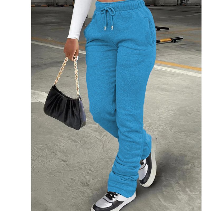 Pantaloni da jogging da donna in poliestere altamente elasticizzato con coulisse in vita e tasche - Pantaloni casual aderenti per allenamento, viaggi e uso quotidiano_voghion.com
