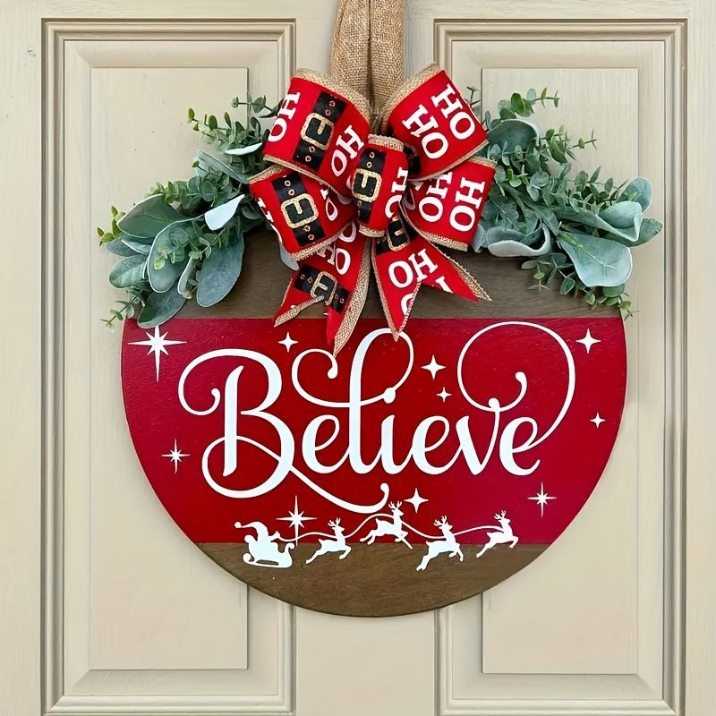 Grenzüberschreitende Weihnachts-Holzschild-Anhänger für Gartenhof, Tor, Hintergrund, Wanddekoration, Fenster, Wandbehang, neuer Weihnachtskranz_voghion.com