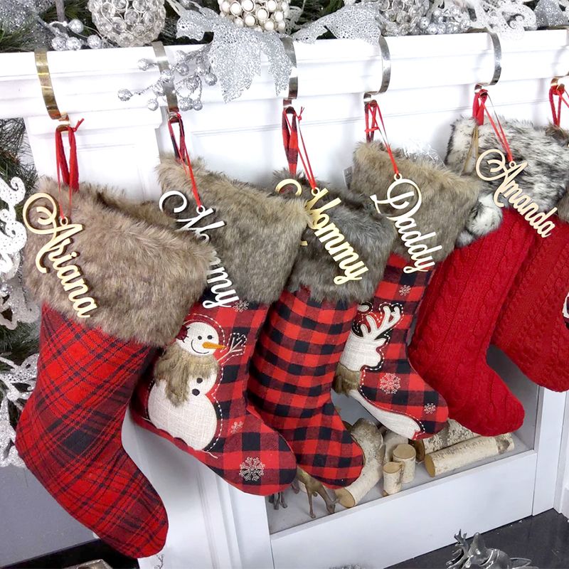 Personalized Stocking Wood Letters Custom White Name Tags Christmas Rustic Country Farmhouse Cutout_voghion.com