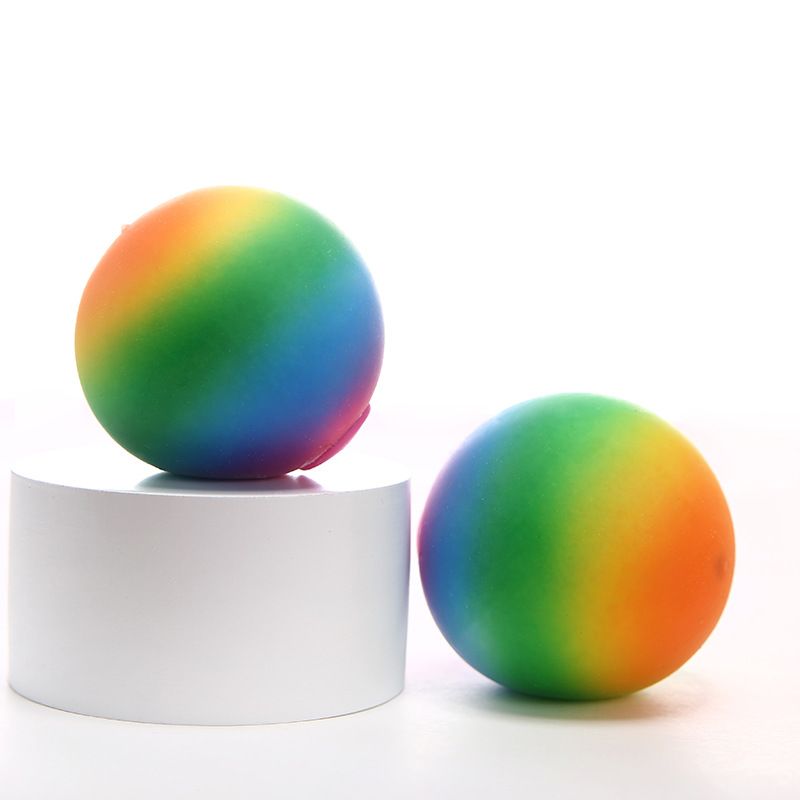 Squishies in schiuma, palla di farina arcobaleno, palla di sfiato, giocattolo di decompressione, rimbalzo lento, musica di pizzico, palla di decompressione, musica di pizzico portatile_voghion.com