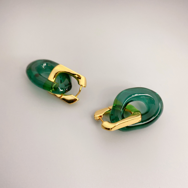 Nuovi orecchini alla moda staccabili per le donne, a forma di U irregolare con pendente in vetro, accessori per le orecchie alla moda_voghion.com
